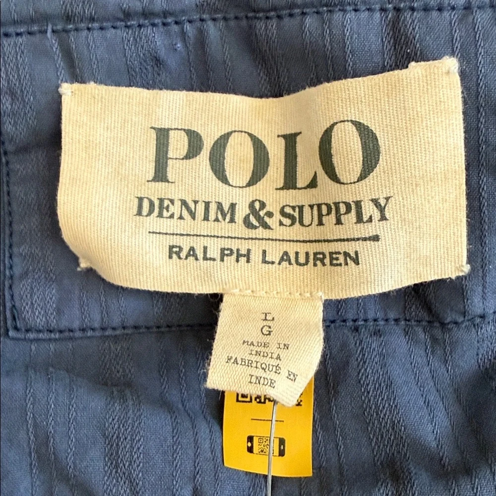 {NWT} Denim & Supply by Polo Ralph Lauren | Cotton Silk Utility Vest Blue (L) - Picture 6 of 16